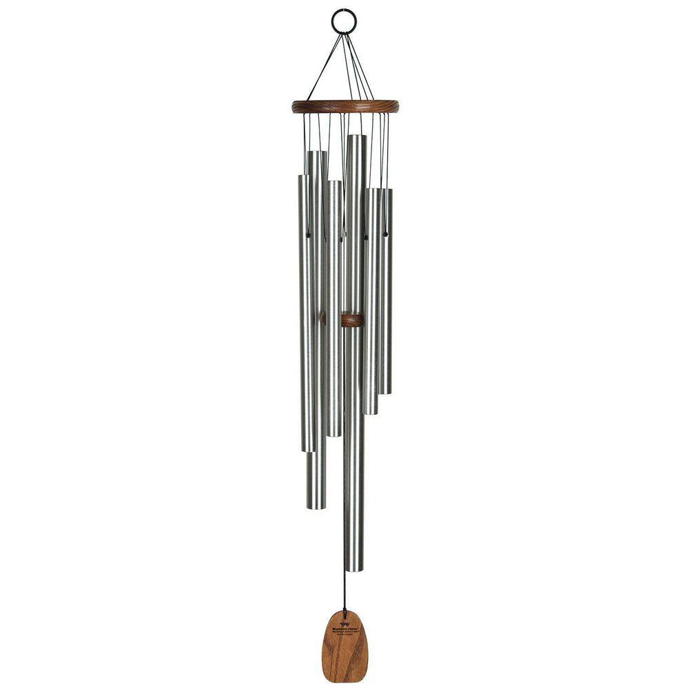 33'' Silver Aluminum and Teak Wind Chime