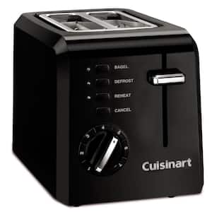 Compact 2-Slice Black Wide Slot Toaster with Crumb Tray
