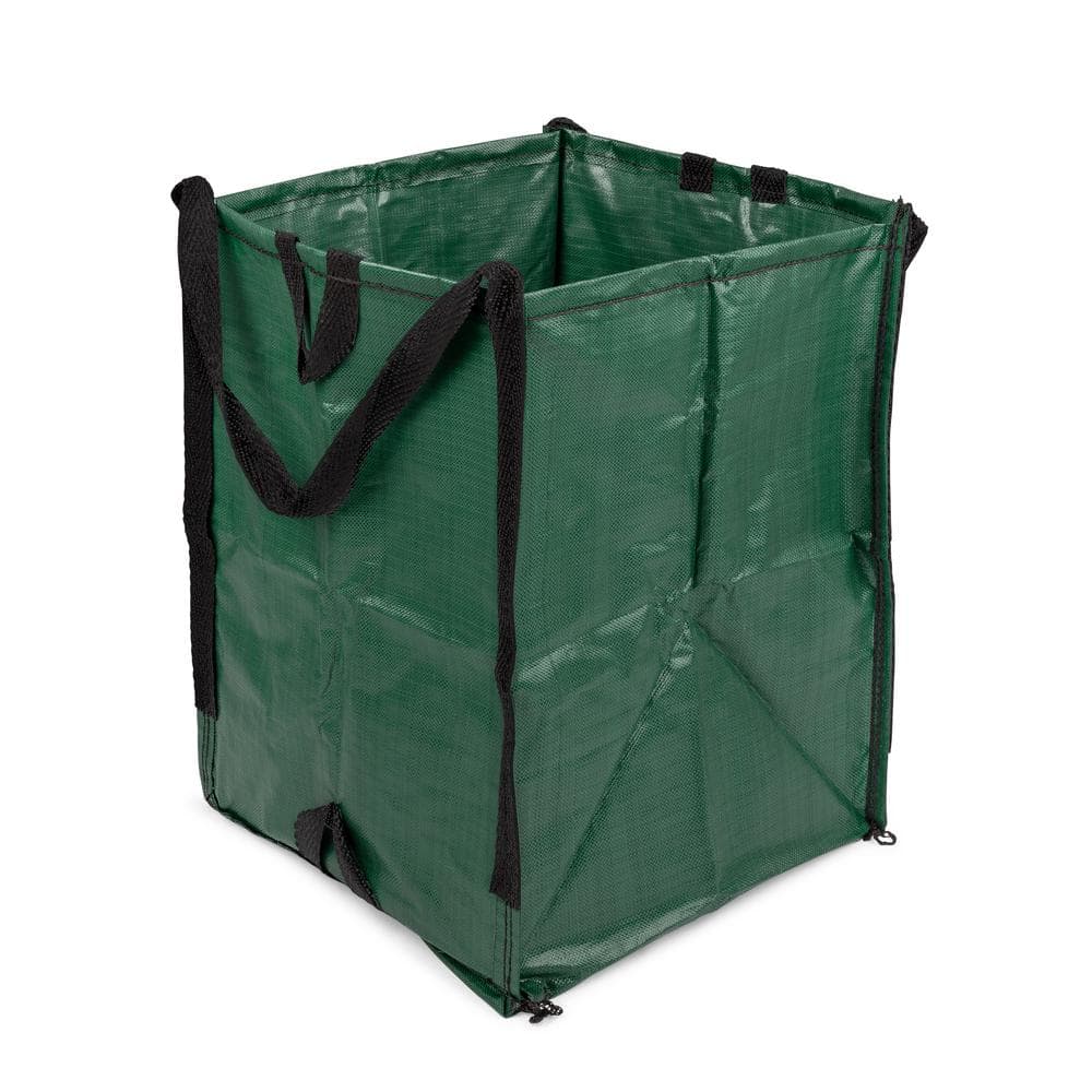 Garden Lawn Leaf Yard Waste Bag Resuable Collapsible Trash Container Sack Handle 
