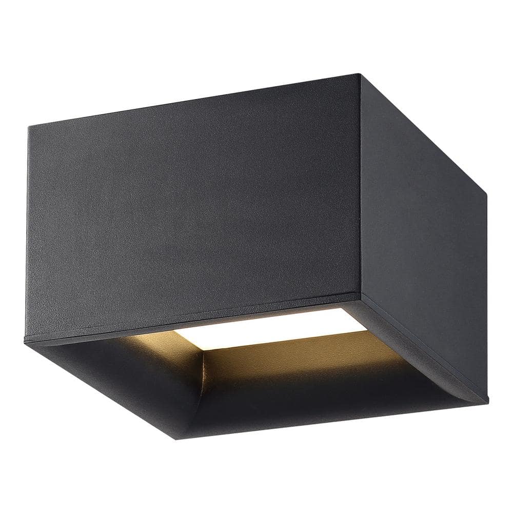 Bloc 30-Watt 7.25 in. Black Integrated LED Flush Mount