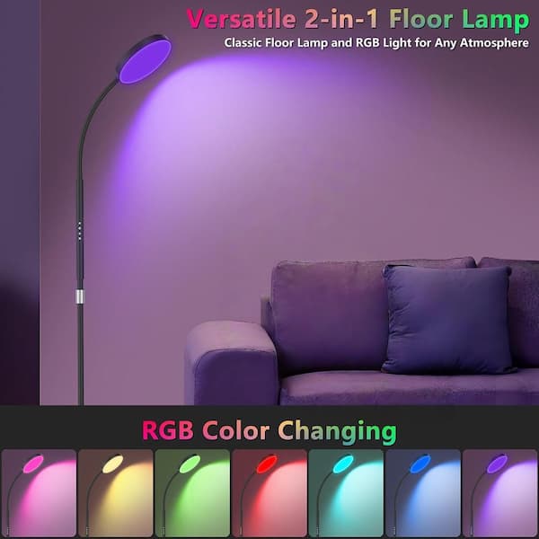67 in. Black Adjustable Height Standard Floor Lamp with Remote and
