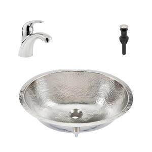 Pavlov All-in-One 19.25 in. Undermount Bathroom Sink with Pfister Parisa Faucet in Hammered Nickel
