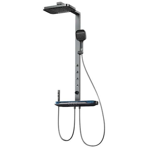 Tomfaucet 4-Spray Tub and Shower Faucet with Multifunction Hand Shower and Spray Gun in Gun Gray with Lumbar Spray