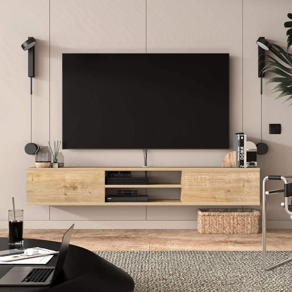 Brown Finish TV Stand Fits TV's up to 75 in.