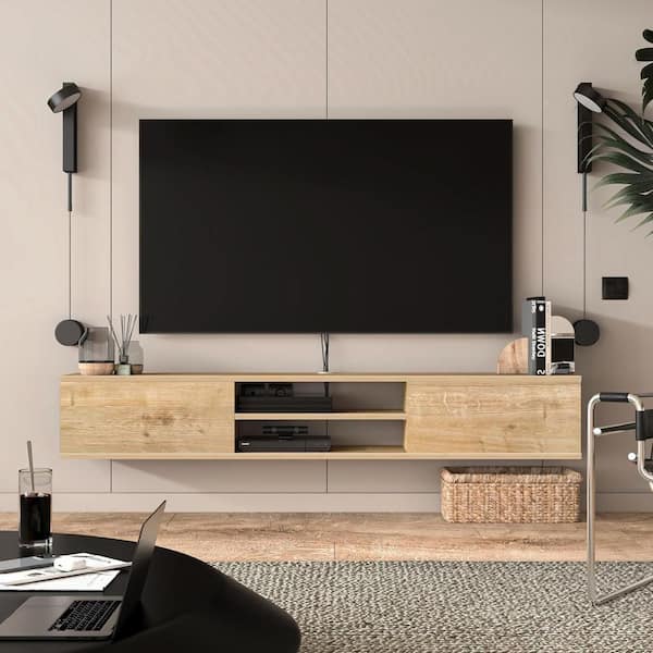 HOME IMPORTS EMPORIUM Brown Finish TV Stand Fits TV's up to 75 in.