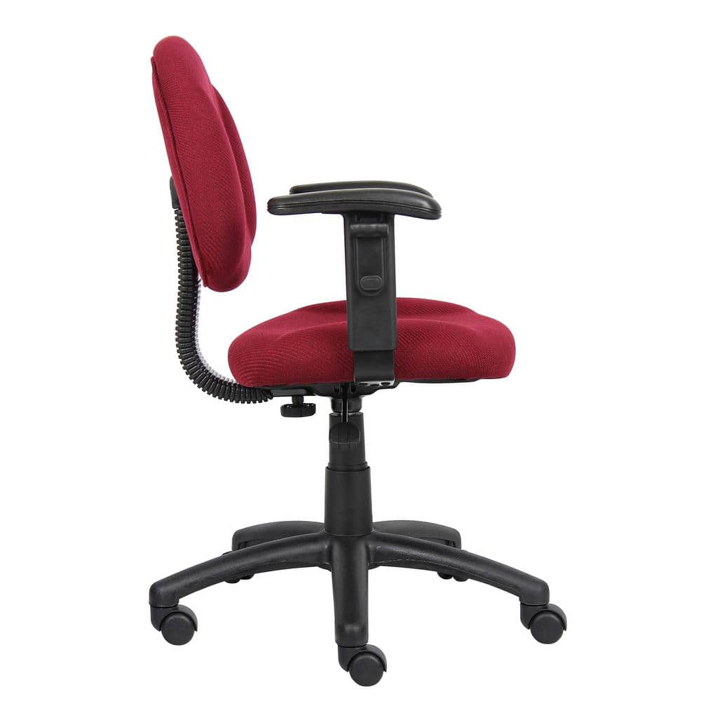 Ergonomic Executive Swivel Chair in Rich Burgundy with Adjustable Arms