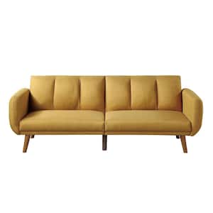 Mustard Polyfiber Vertical Tufting Adjustable Sofa Sleeper