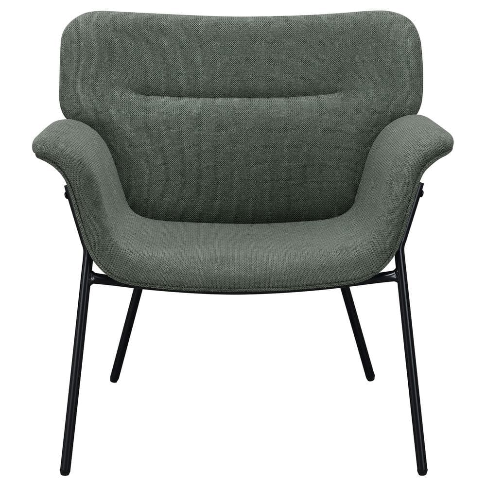 Ivy Green Woven Fabric Mid-Century Modern Accent Chair
