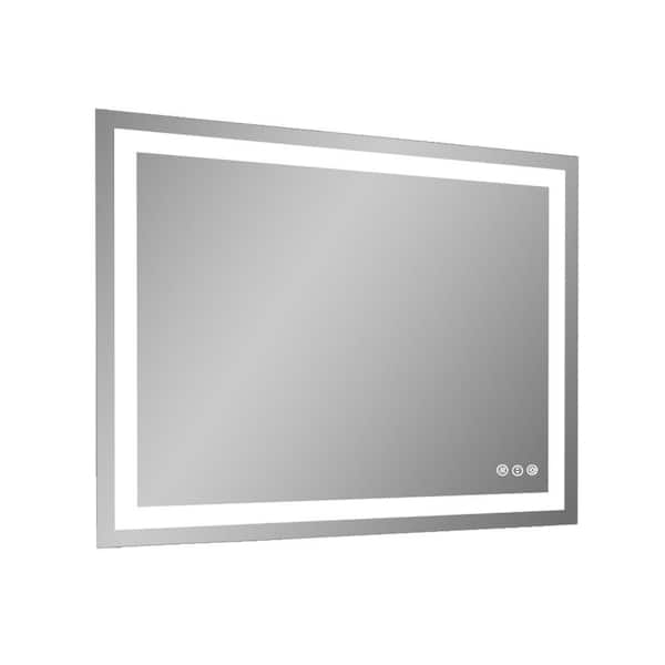 Unbranded 40 in. W x 32 in. H LED Front Light 3 Color Rectangular Aluminum Frameless Wall Bathroom Vanity Mirror in Clear