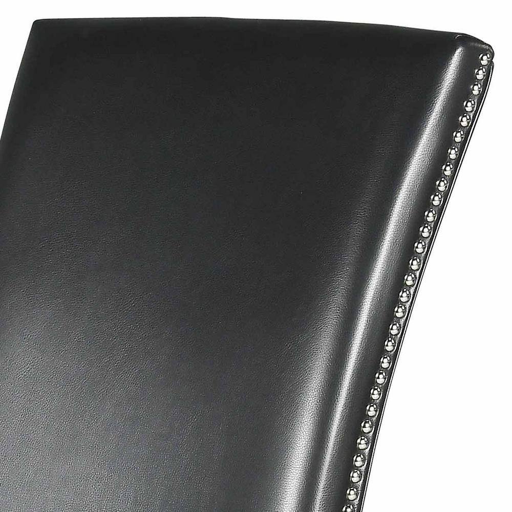 Elegant Black Faux Leather Side Chair with Nickel Nail Head Trim