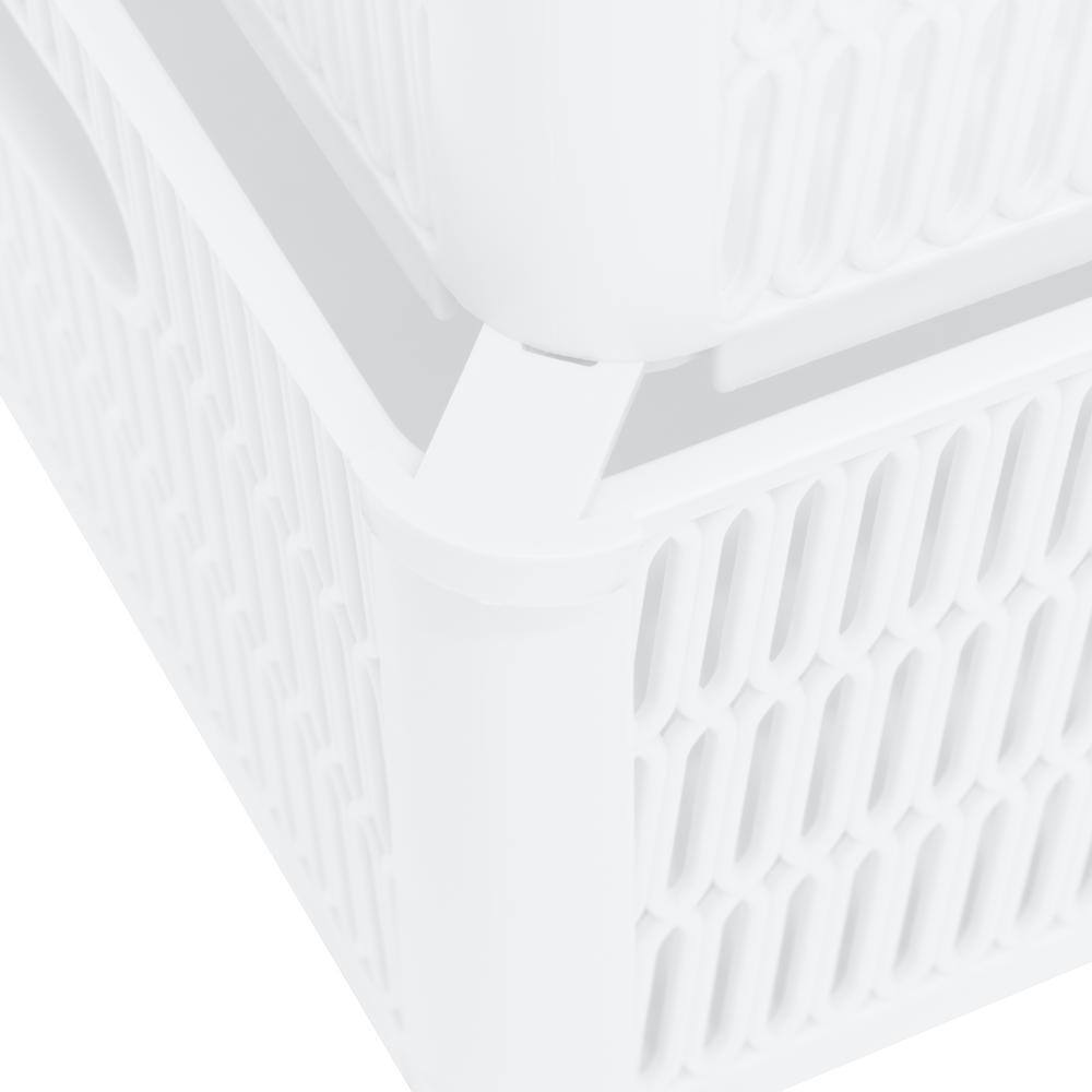 MaxSpace White Slide & Stack 11" Square Plastic Storage Tote Baskets, 2-Pack