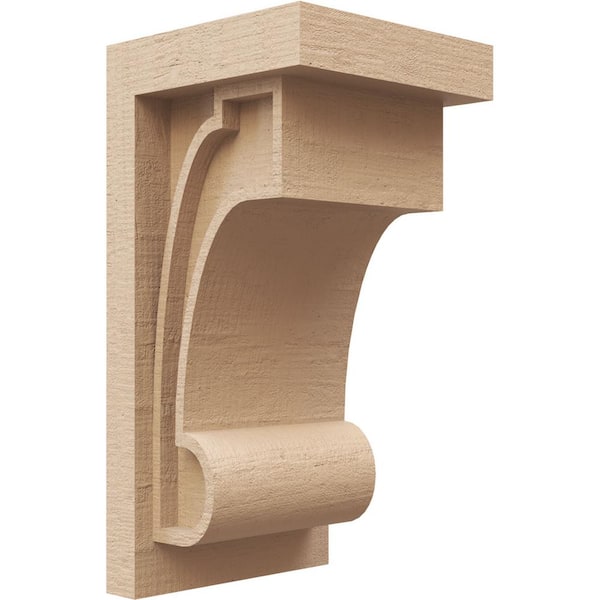 Ekena Millwork 6 in. x 6 in. x 12 in. Series 2 Wide Alma Rough Cedar Woodgrain Timberthane Polyurethane Corbel, Primed Tan