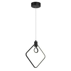Edison's Outline 16-Watt 1-Light Black Statement Integrated LED Mini Pendant Light with Frosted Silicone Diffuser
