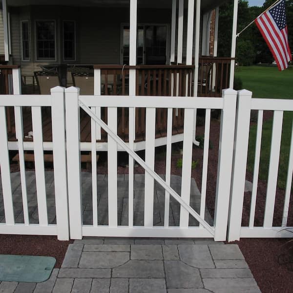 Weatherables Atlantis White Vinyl Pool Fence Gate - 4.5 ft W x 4 ft H