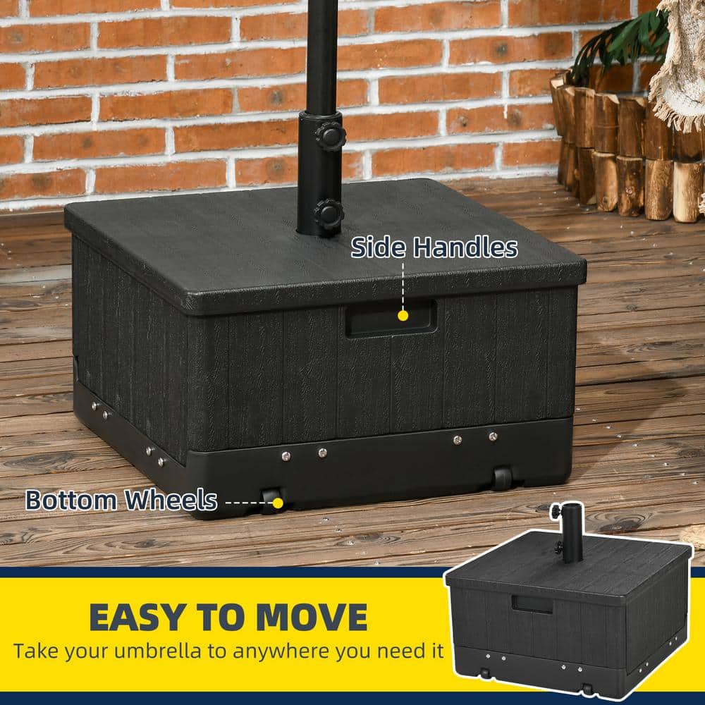 Black Metal 3-in-1 Patio Umbrella Stand with Wheels