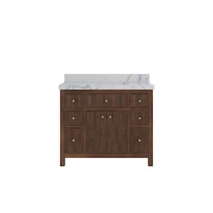 Sonoma Teak 42 in. Single Sink Freestanding Dark Walnut Bath Vanity with Venatino Qt. Top Unassembled