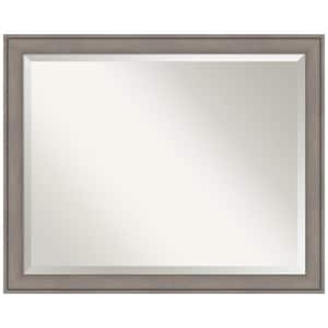 Greywash 31.5 in. x 25.5 in. Beveled Rectangle Wood Framed Bathroom Wall Mirror in Gray