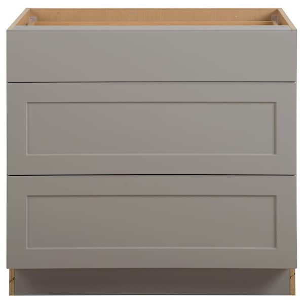 Hampton Bay Edson Shaker Assembled 36x34.5x24.5 In. Base Cabinet With 3 ...