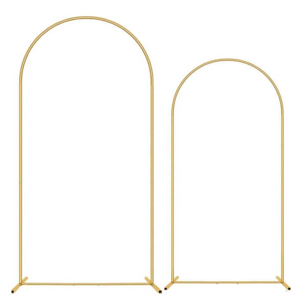 Metal Arch Backdrop Stand Set of 2 Gold 6 ft. and 7.2 ft. for Wedding Party Ceremony Baby Shower Birthday Decoration