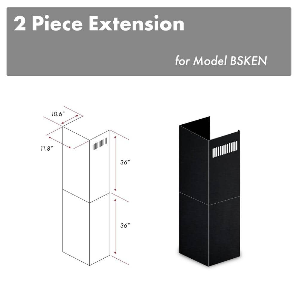 36"" Chimney Extensions for 10 ft. to 12 ft. Ceilings (2PCEXT-BSKEN) -  ZLINE Kitchen and Bath