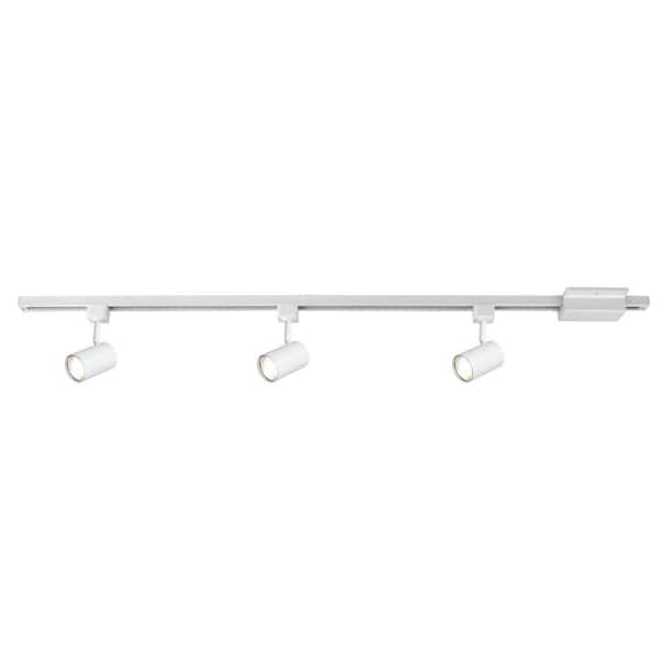Hampton Bay 4 ft. 3-Light White Integrated LED Linear Track Lighting Kit with Mini Cylinder Step Heads