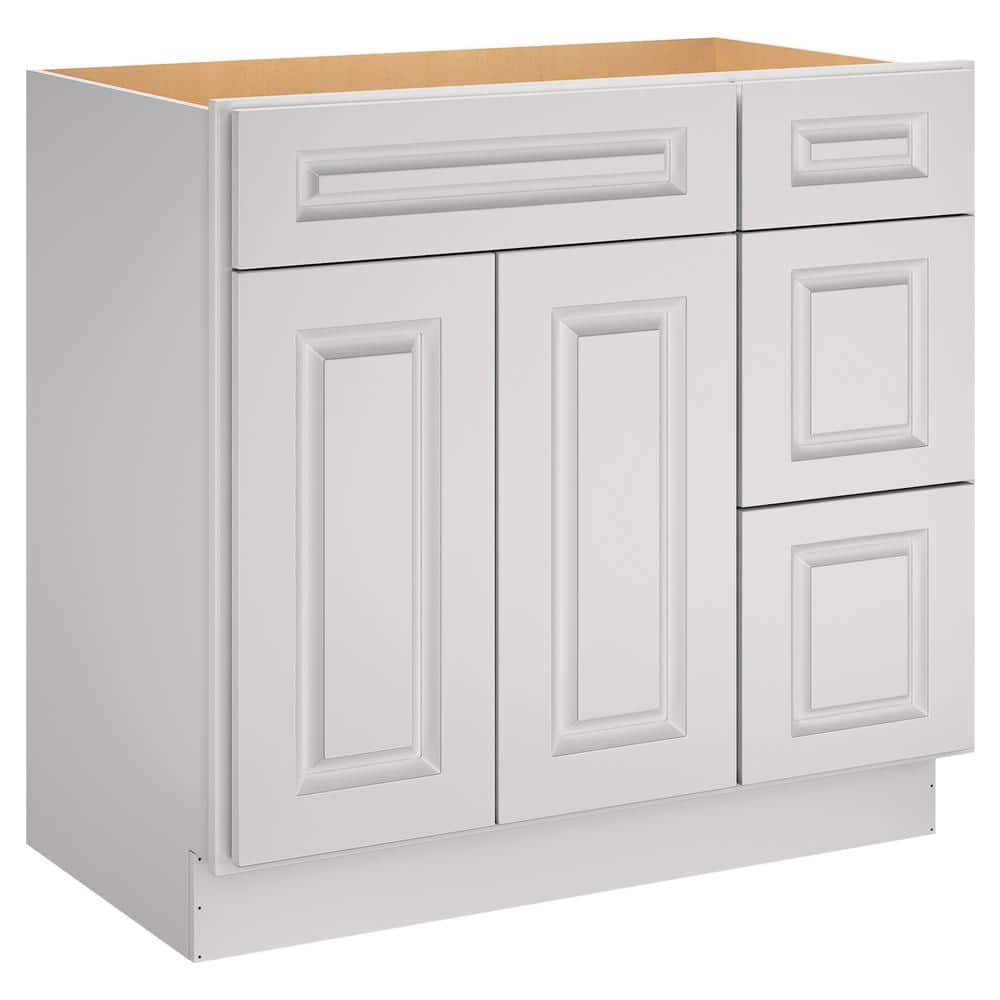 HOMEIBRO Newport 36-in W X 21-in D X 34.5-in H in Raised PanelDove Plywood Ready to Assemble Vanity Base Kitchen Cabinet, Raised Panel Dove -  HD-V3621DR-TD-A