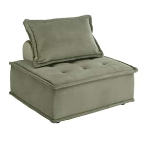 Green Velvet Tufted Modular Accent Chair With Pillow Back
