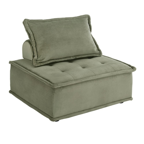 HomeSullivan Green Velvet Tufted Modular Accent Side Chair with Pillow Back