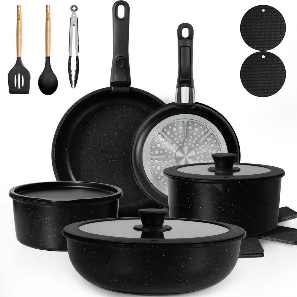 20 Pcs Non Stick Cookware Set Black Aluminum Induction Safe Detachable Handle Pots and Pans with Oven Safe Feature price history on PriceWatchPro