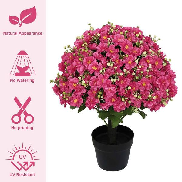 24 in. Rose Red Faux Flower Artificial Snow Lotus UV Resistant