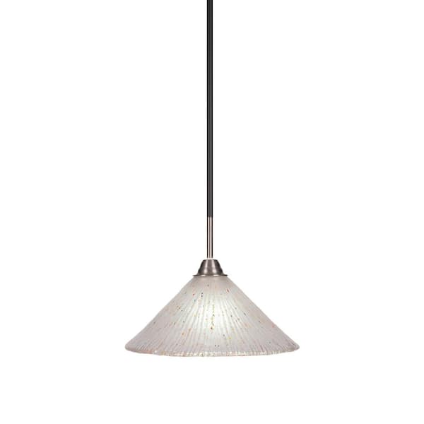 Unbranded Madison 100-Watt 1-Light Matte Black and Brushed Nickel Bowl Mini Pendant Light with Glass Shade