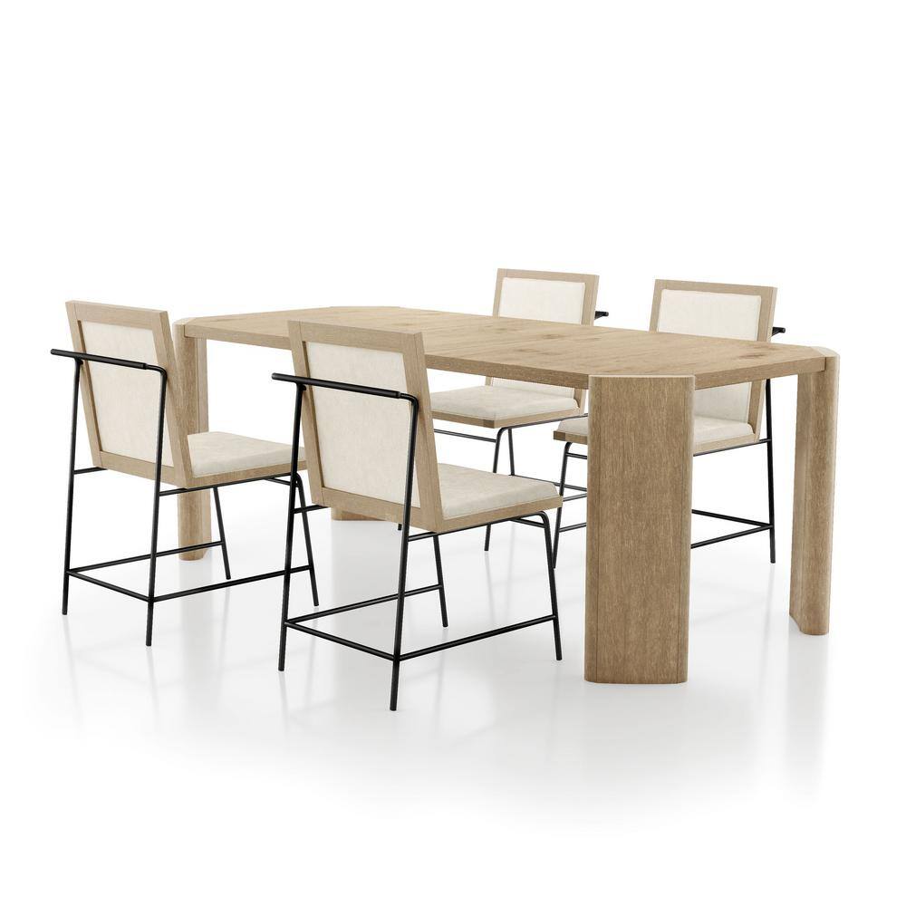 Ashford 5-Piece Rectangle Oak Modern Farmhouse Wood Top Dining Room Set