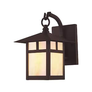 Mapleridge 10.75 in. 1-Light Bronze Outdoor Hardwired Wall Lantern Sconce with No Bulbs Included