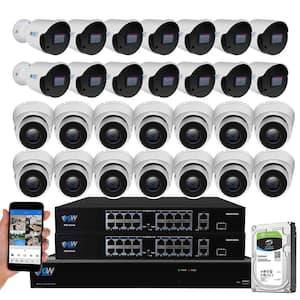 32-Channel 8MP 8TB NVR Smart Security Camera System with 16 Wired Turret and 16 Bullet Cameras 3.6 mm Fixed Lens AI, Mic