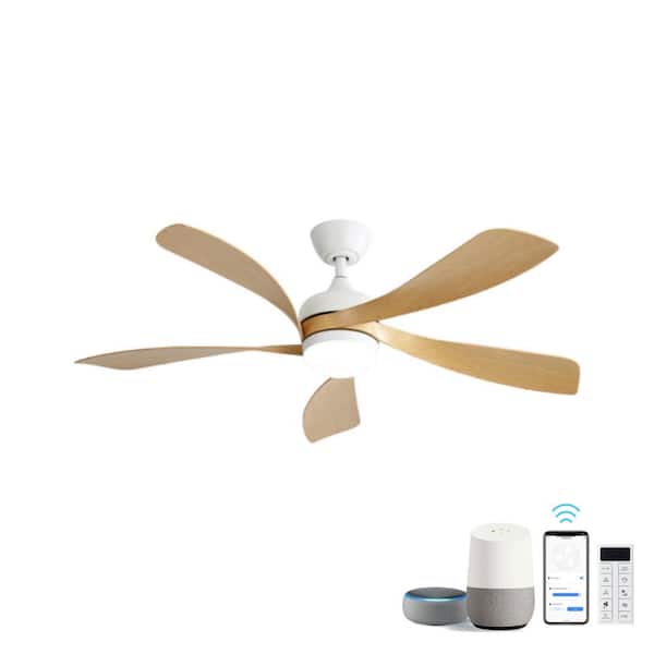 45 in. Beige Downrod Mount Ceiling Fan with Light, Tri-Color Dimmable LED, APP Control,Reversible Motor,Timer,Standard