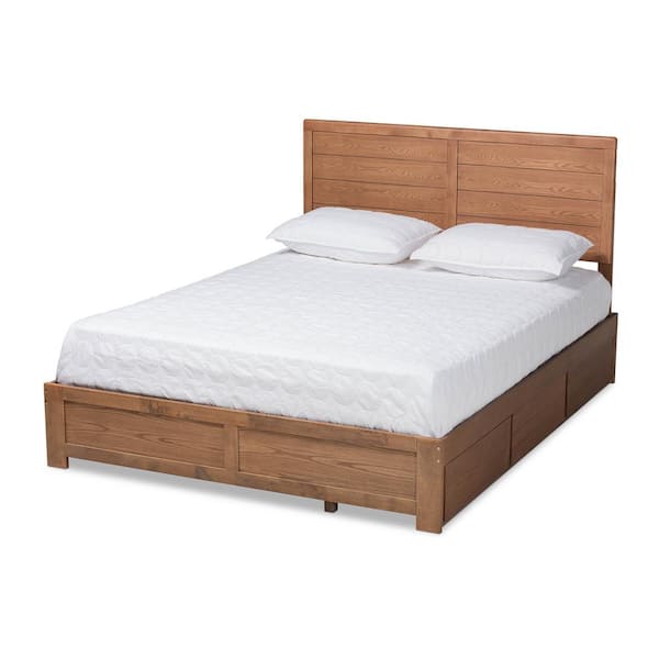 Baxton Studio Lisa Ash Walnut Full Platform Storage Bed 175-9425