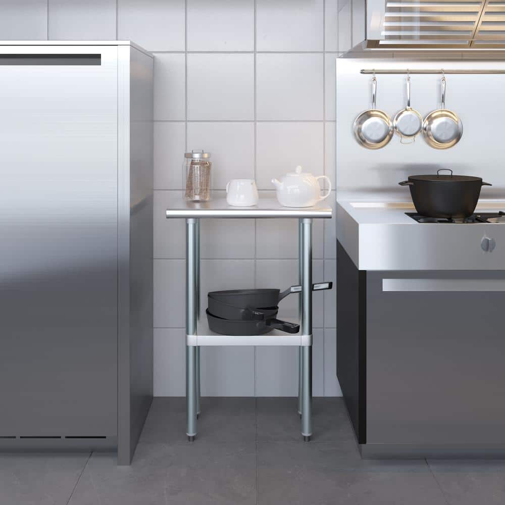 24" Stainless Steel Utility Work Table with Galvanized Shelf