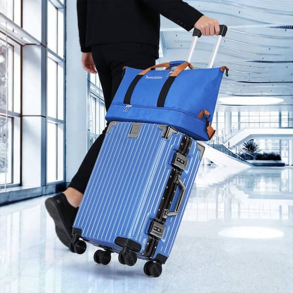 HIKOLAYAE 2 Piece Blue Bag ABS + Aluminum Frame Hardside Spinner