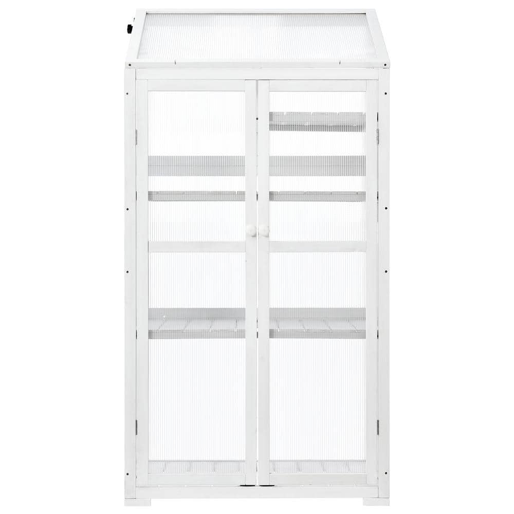 22.4 in. W x 62 in. H White Wood Large Greenhouse Balcony Portable with Whe