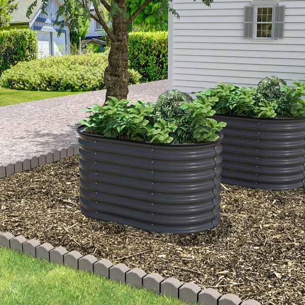 4 ft. x 2 ft. x 2 ft. Galvanized Steel Raised Garden Bed Planter Box Outdoor, Gray