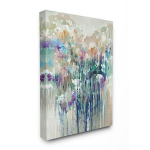 30 in. x 40 in. "Dripping Blue and Purple with Soft Neutrals Abstract " by K. Nari Canvas Wall Art