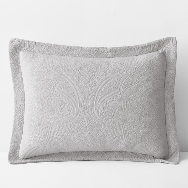 The Company Store Hillcrest Cotton Matelasse Light Gray Standard Sham