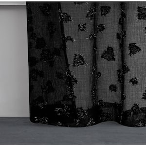 Juicy Leopard Black Embroidered Polyester 38 in. W x 84 in. L Grommet Indoor Sheer Curtain (Set of 2)