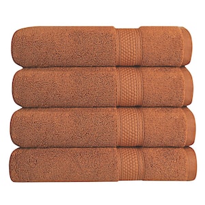A1HC Bath Towel 500 GSM Duet Technology 100% Cotton Ring Spun Burnt Caramel 24 in. x 48 in. Quick Dry (Set of 4)