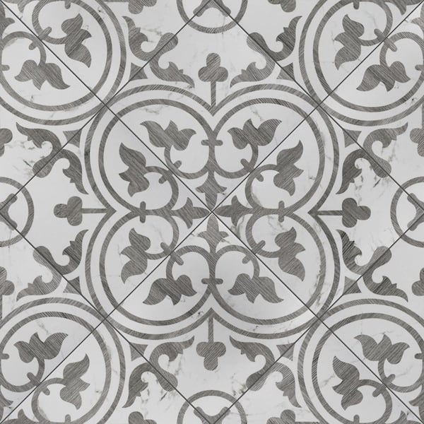 Merola Tile Llama Arte Loire Silver Smoke 9-3/4 in. x 9-3/4 in. Porcelain Floor and Wall Tile (10.88 Sq. ft./Case)