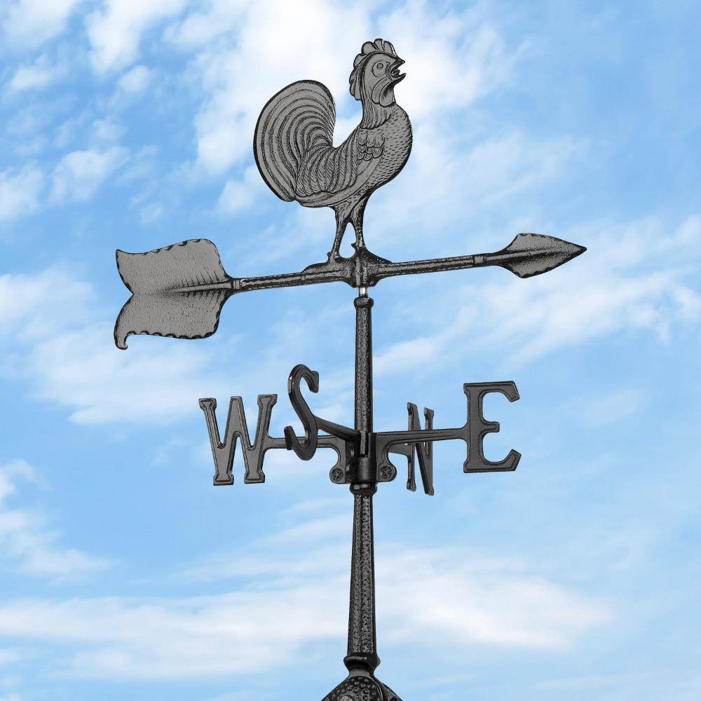 24" Black Recycled Aluminum Rooster Weathervane