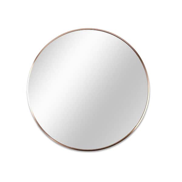 Unbranded 32 in. W x 32 in. H Round Frameless Anti-Fog LED Wall Mounted Bathroom Vanity Mirror in Gold