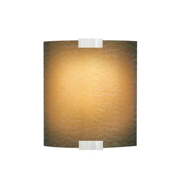 Generation Lighting Omni 1-Light Silver Small LED Sconce with Amber Shade