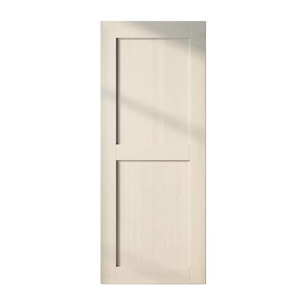 HOMACER 34 in. x 84 in. H-Frame Tinsmith Gray Solid Natural Pine Wood Panel Interior Sliding Barn Door Slab with H-Frame
