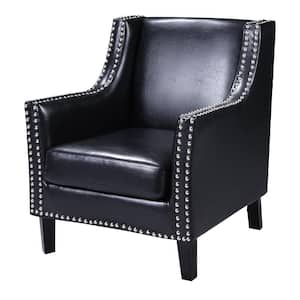 Zalim Black Faux Leather Arm Chair